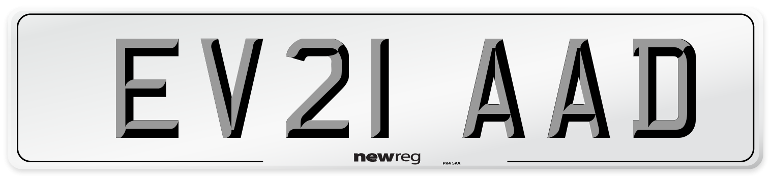 EV21 AAD Number Plate from New Reg